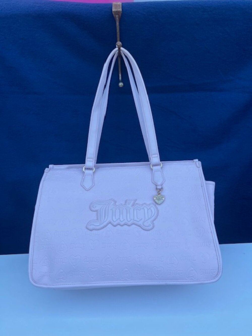 Juicy Couture ~ Light Pink Embossed Logo Satchel with Heart Charm